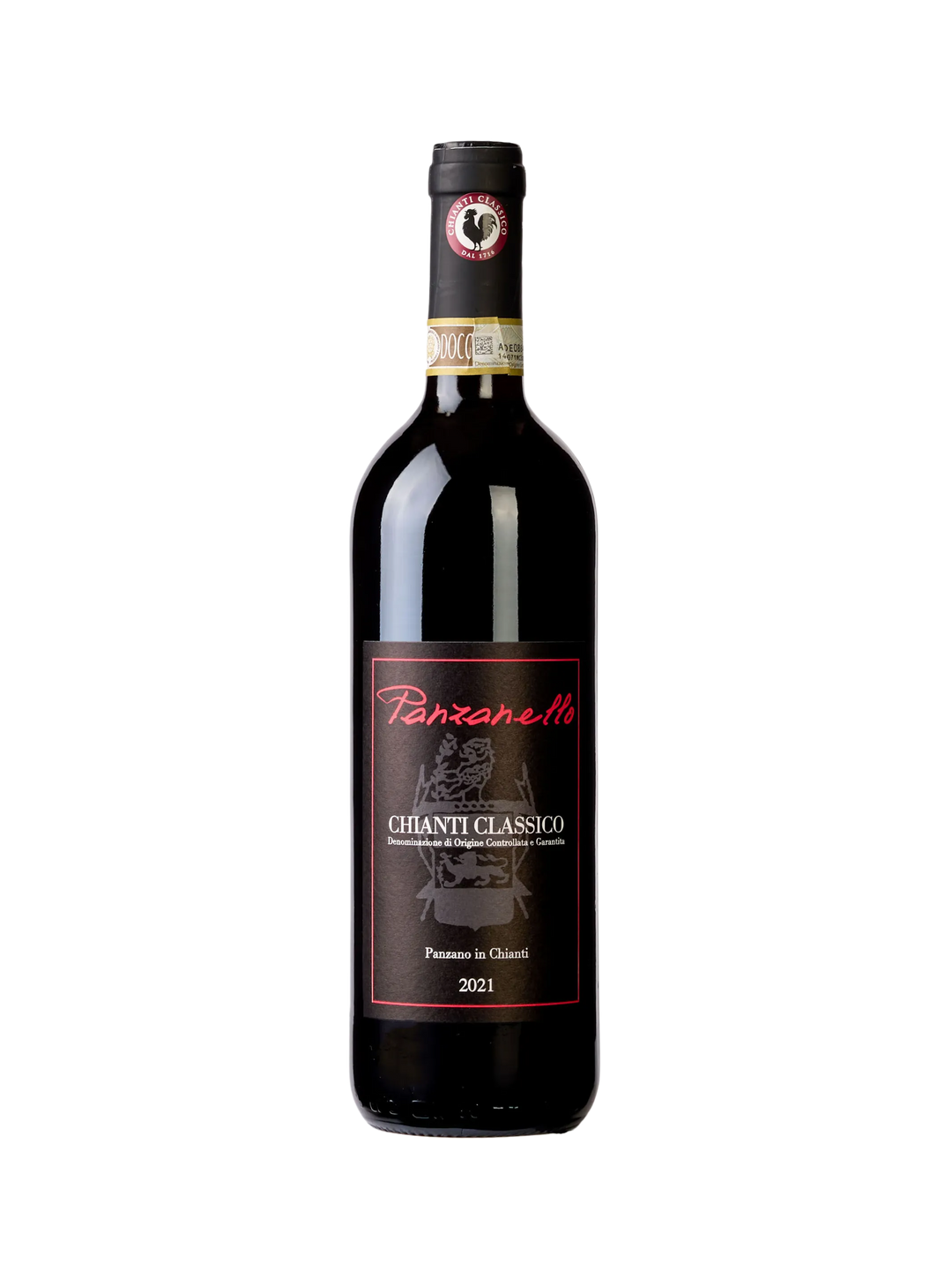 Bottiglia di Panzanello Chianti Classico 2022, vino rosso toscano biologico 100% Sangiovese, morbido ed equilibrato